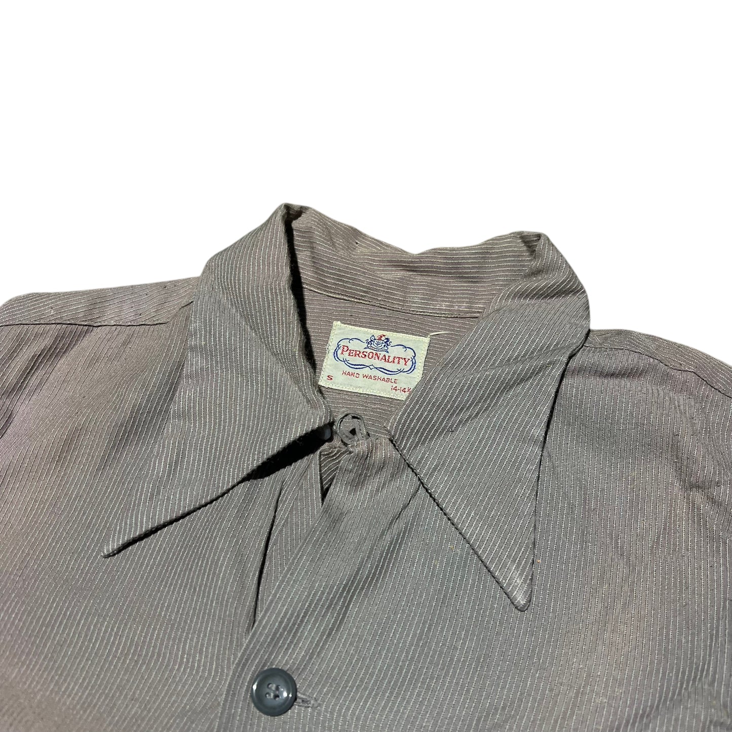 1950s Personality purple ribbed cotton dart collar shirt (S)