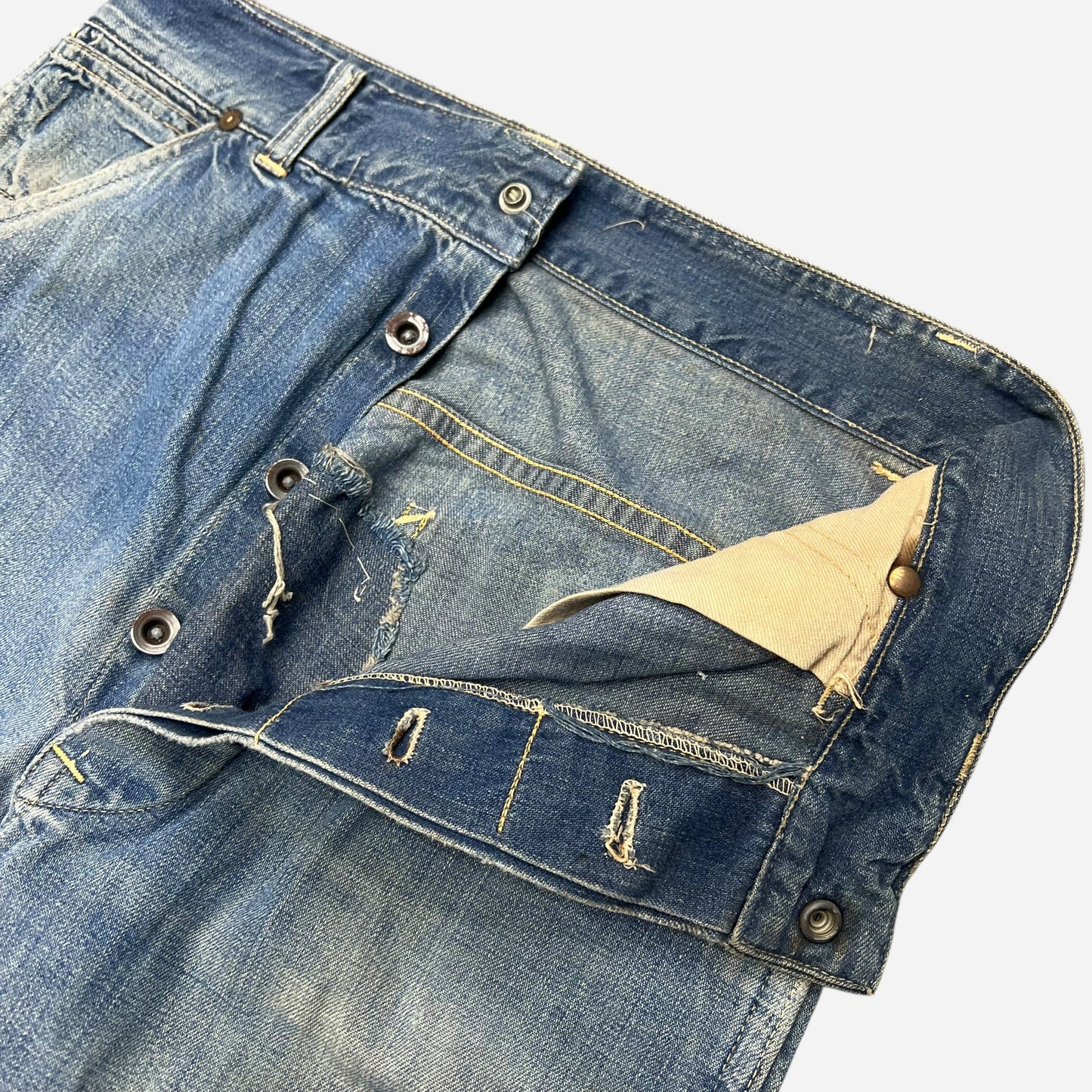 1940s Crown donut button fly denim jeans as is (28w)