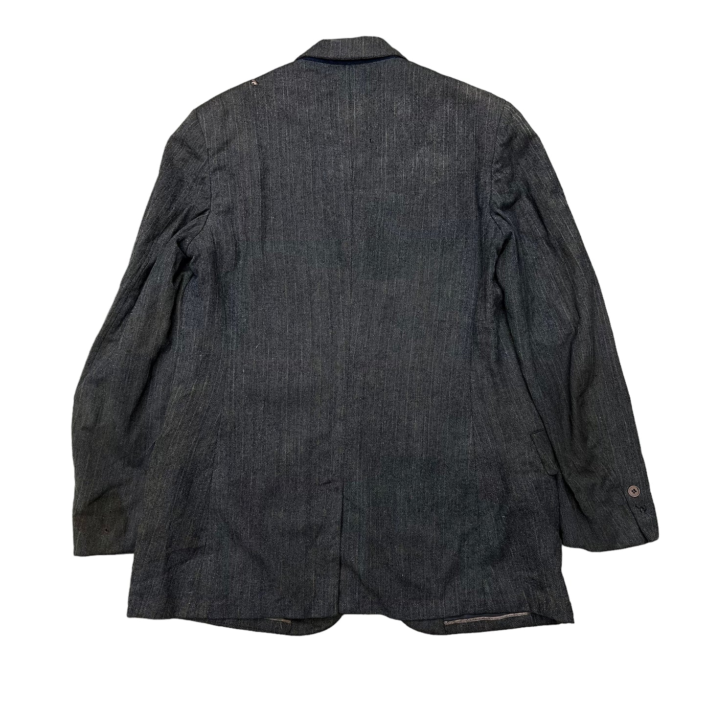 1920s Faded distressed grey herringbone work suit jacket (M/L)