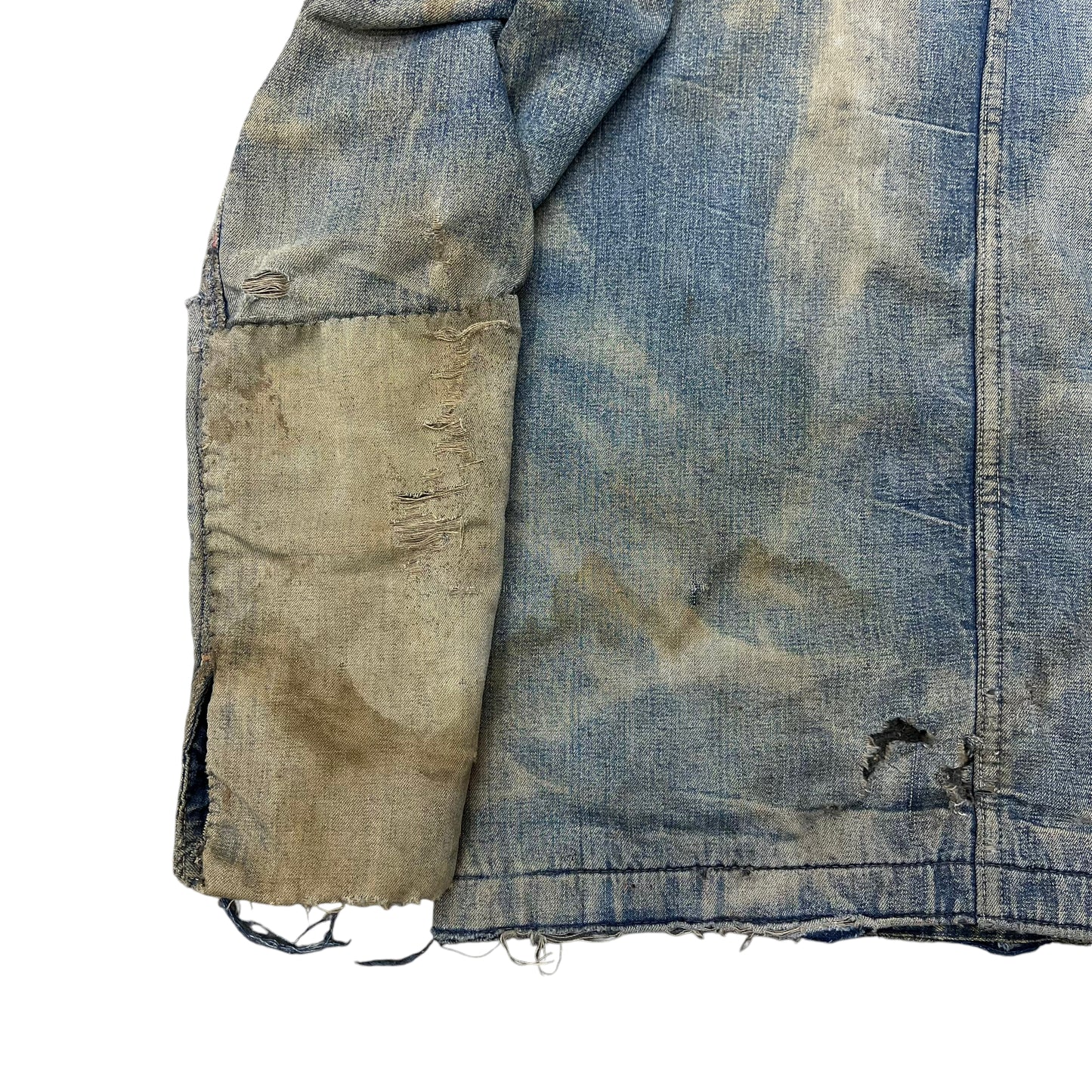 1940s Unbranded wartime denim chore coat wood button (M)