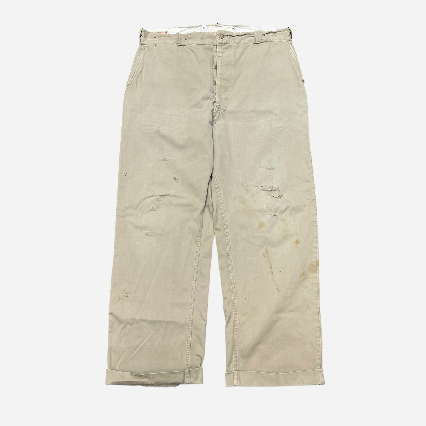1950s Button fly khaki chino work pants (36w)