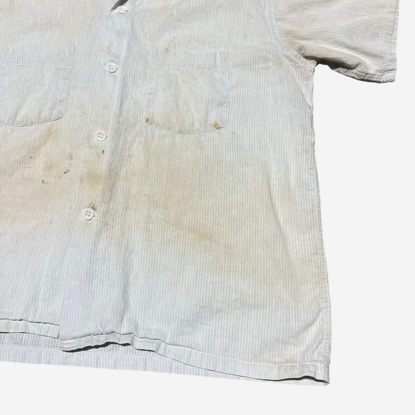 1950s Light blue cotton striped loop collar shirt (M)