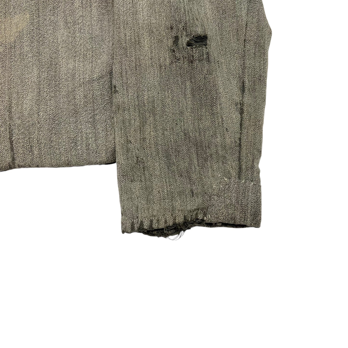 1920s Homemade salt and pepper shawl collar cotton work shirt (S)