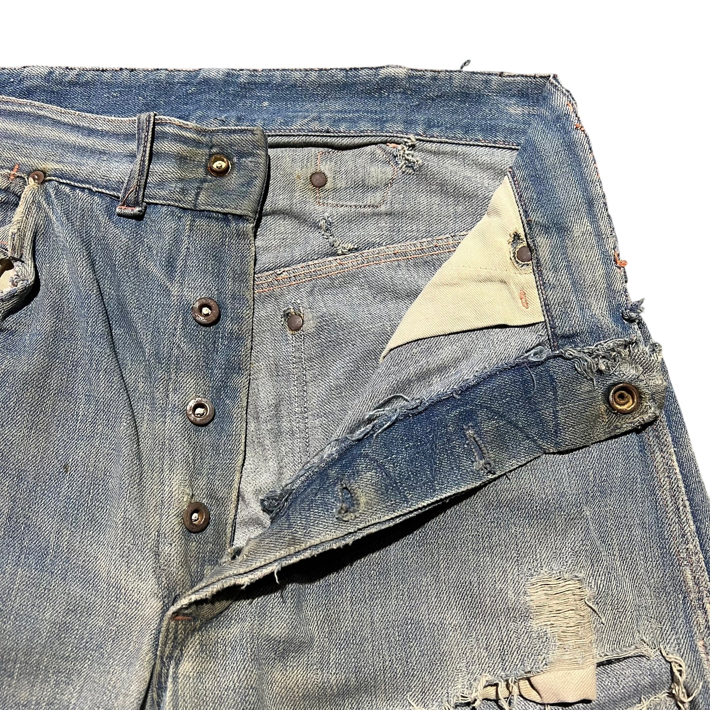 1930s Buckle back denim tractor button jeans (30w)