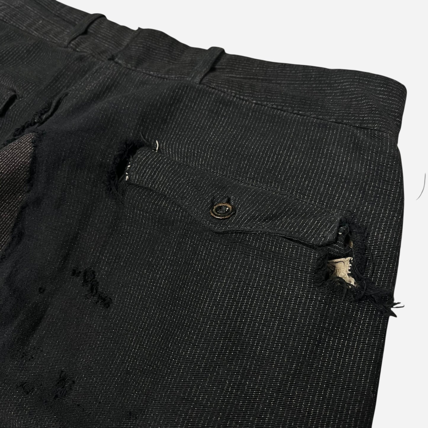 1920s 1930s Black salt & pepper striped cotton work pants (30w)