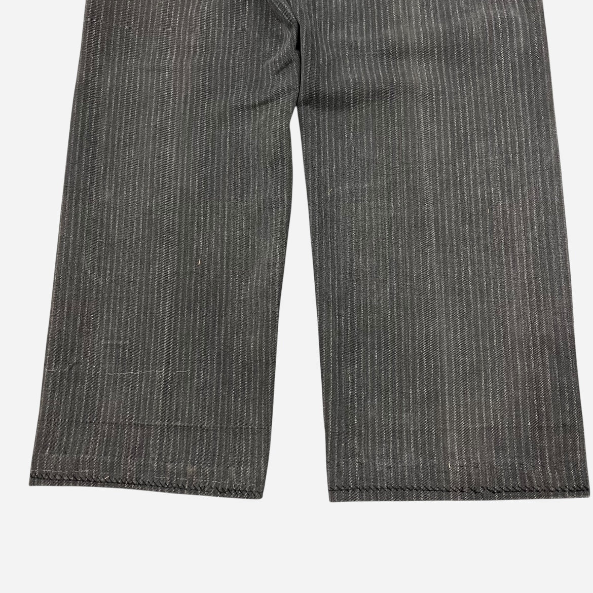 1940s Gray striped button fly heavy cotton work pants (29w)