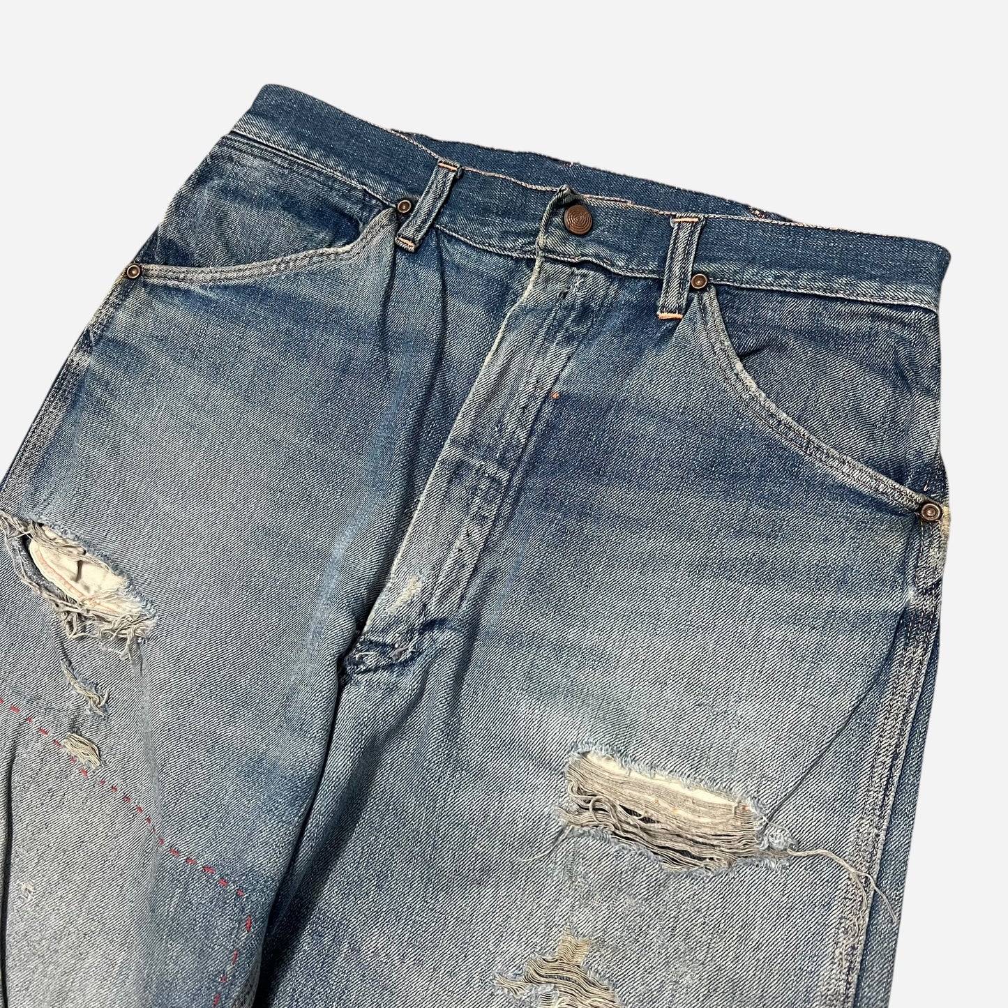 1950s Repaired patchwork jeans (30w)