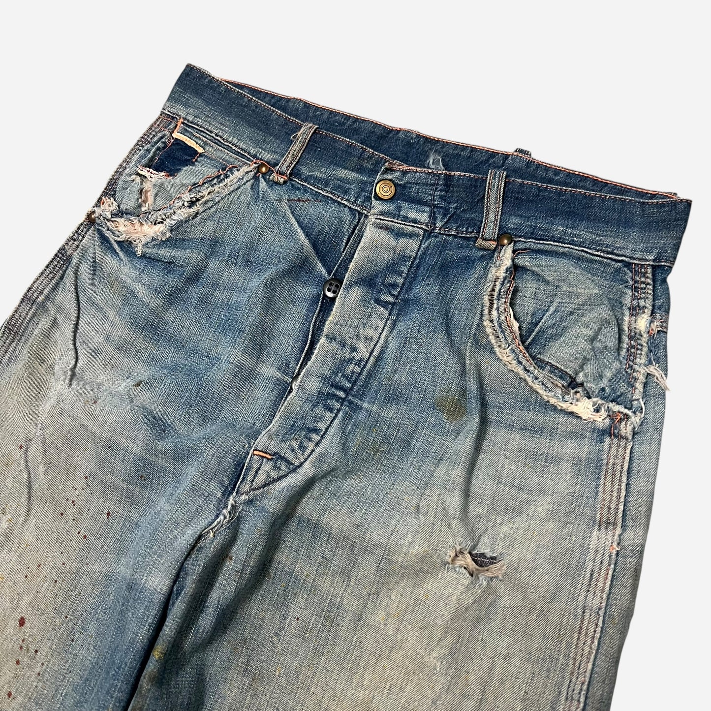 1940s Donut button fly paint splatter jeans (28w)