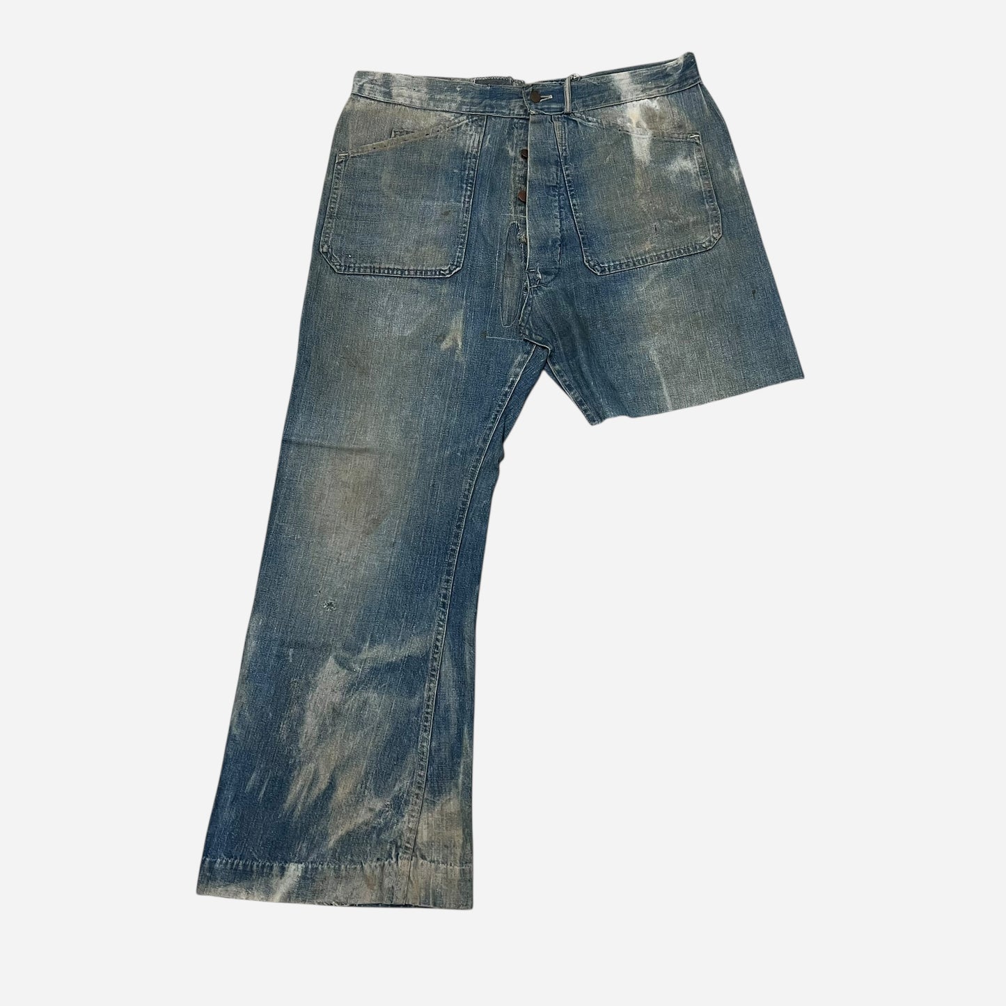 1940s Civilian purchase shipyard worker USN enlisted fatigue pocket lace back flared denim (33w)