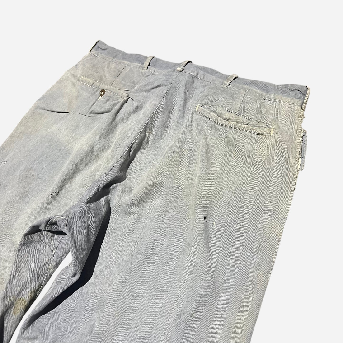 1940s Light blue hbt button fly work pants (34w)