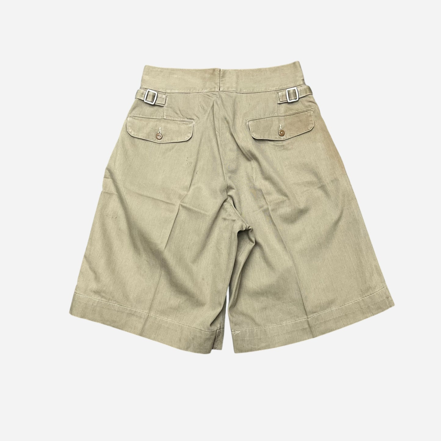 1940s WWII USN side clasp pleated khaki chino shorts (27w)