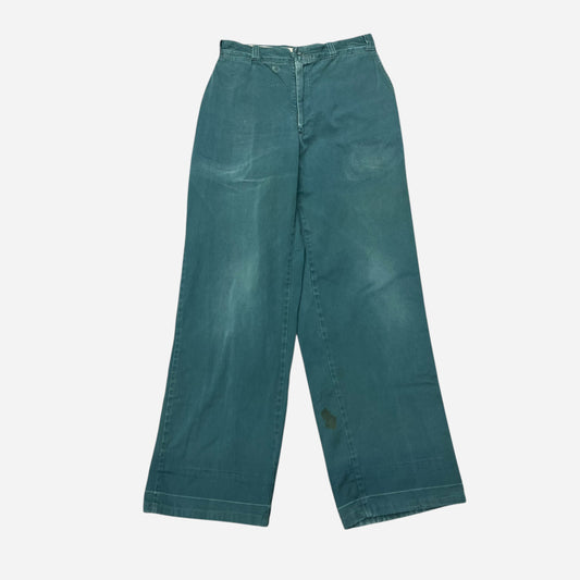 1950s Green sail cloth chino work pants (28w)