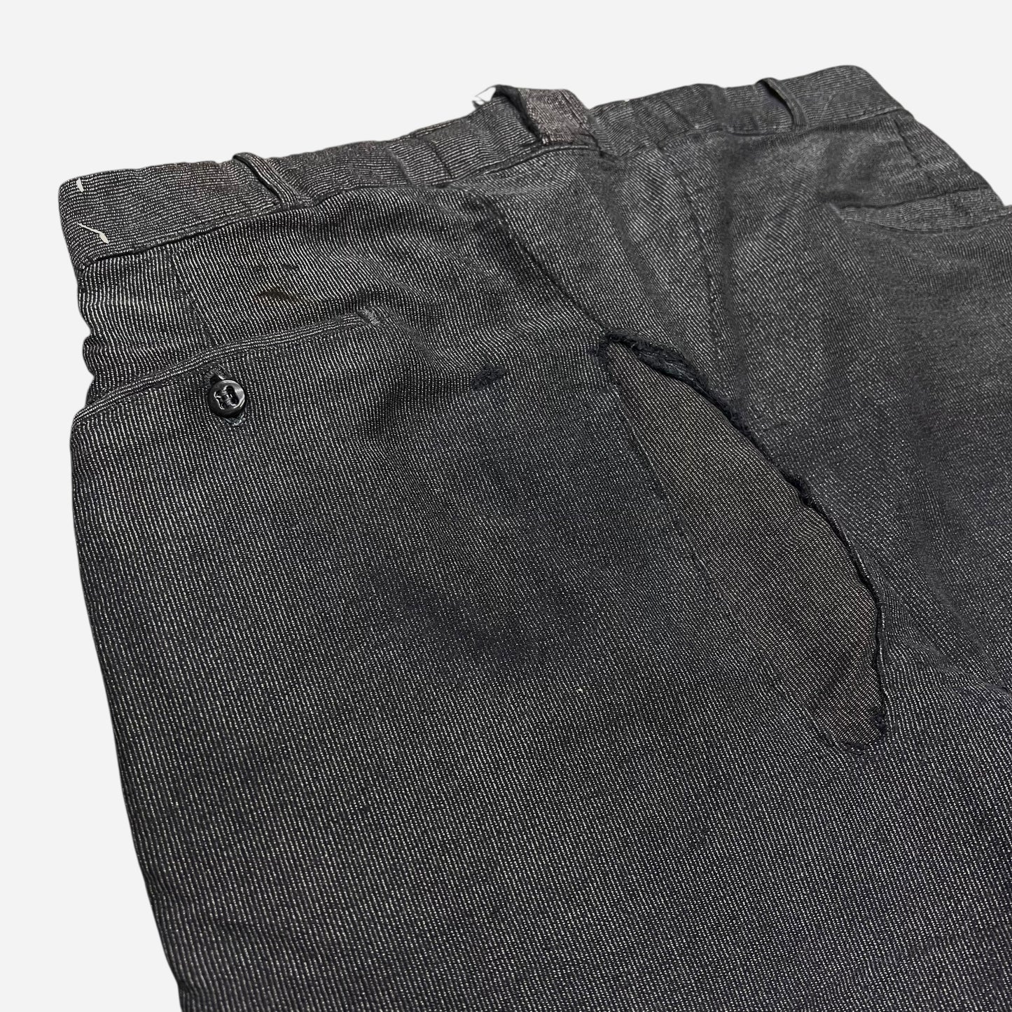 1950s Cone salt & pepper moleskin black button fly work pants (34w)