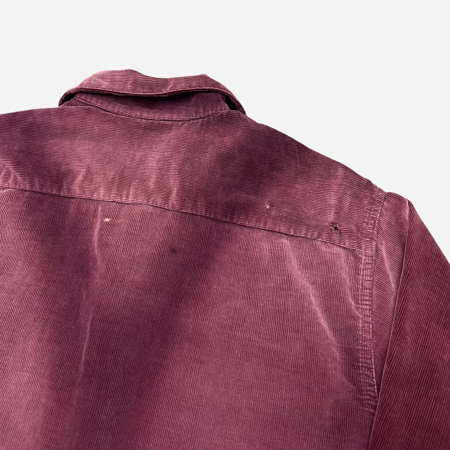 1950s Burgundy corduroy loop collar shirt farmer worn (M/L)