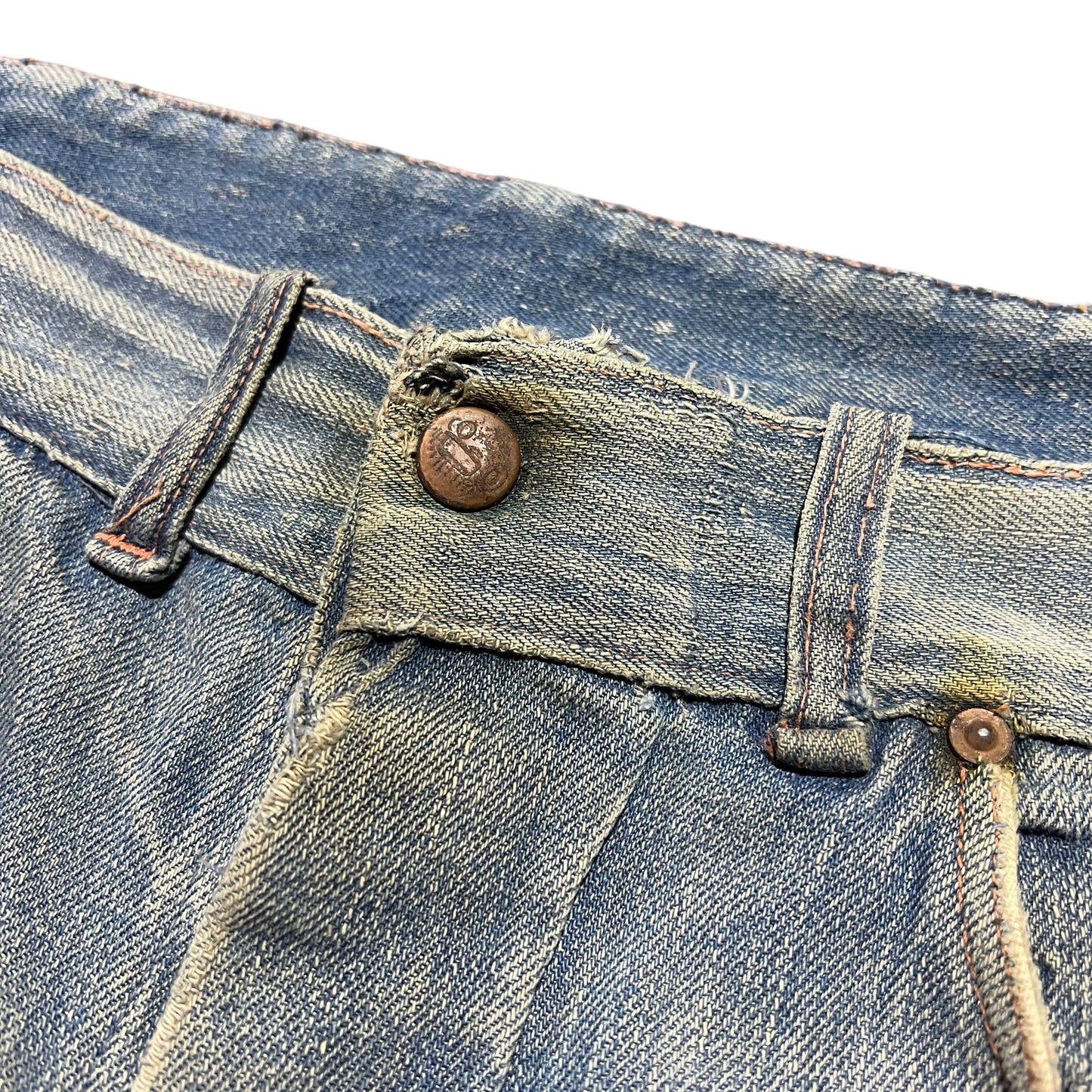 1930s Buckle back denim tractor button jeans (30w)