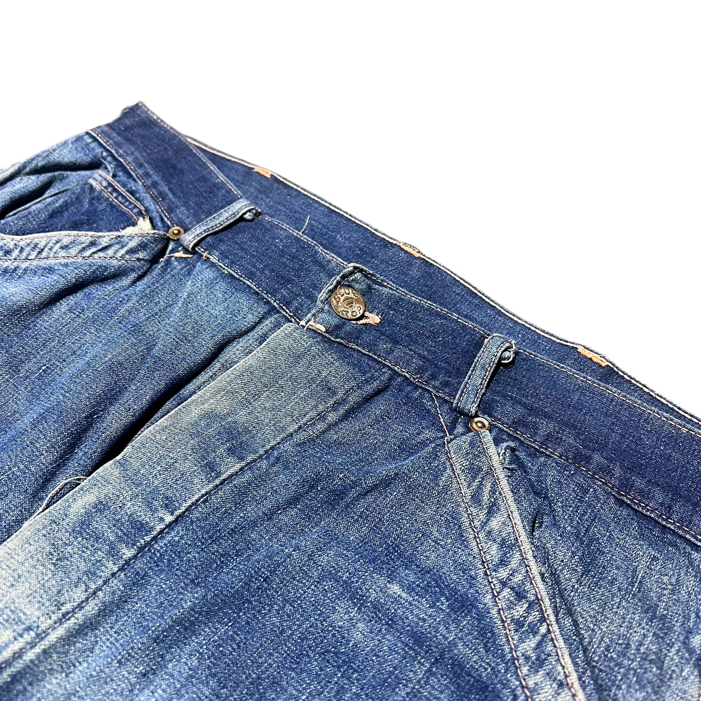 1940s Blue Top donut button fly “Jnco” style jeans (34w)