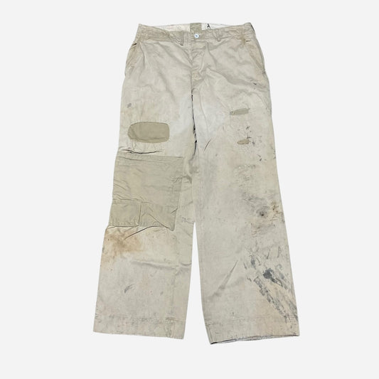 1940s WWII US Army zinc button repaired chinos (30w)