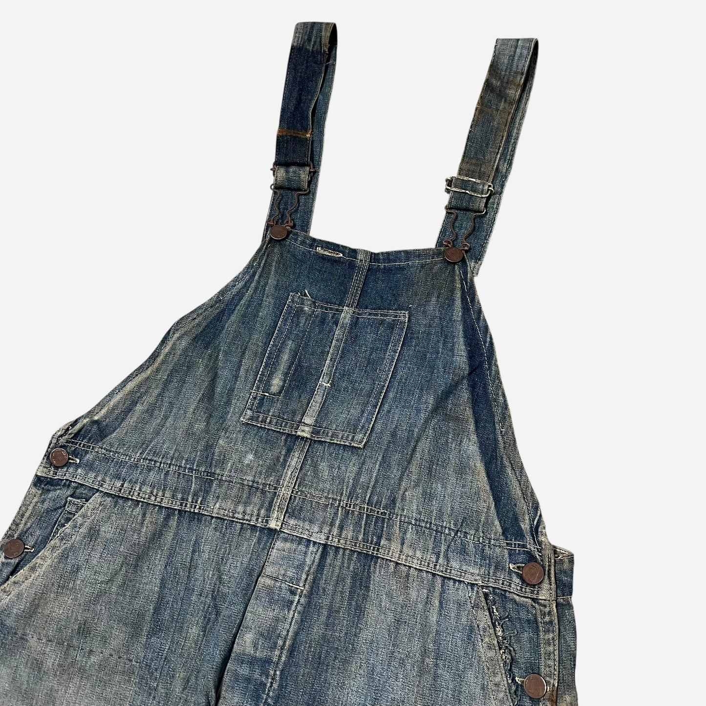 1920s Train button overalls “triple stitch seam” (36w)