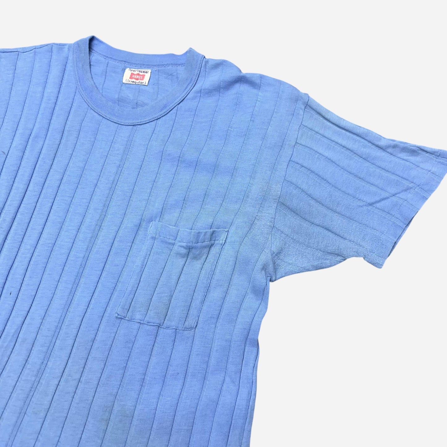 1960s Hanes blue ribbed pocket t shirt (S/M)