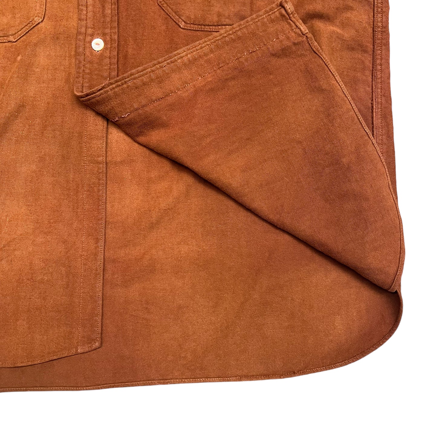 1930s J.C. Penney orange suede moleskin work shirt flannel (XL)