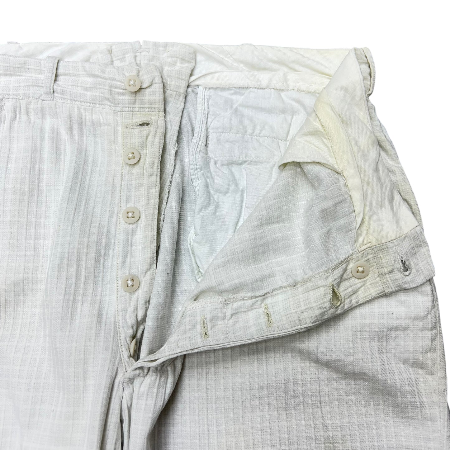 1930s 1940s N&W white cotton grid plaid pants (33w)