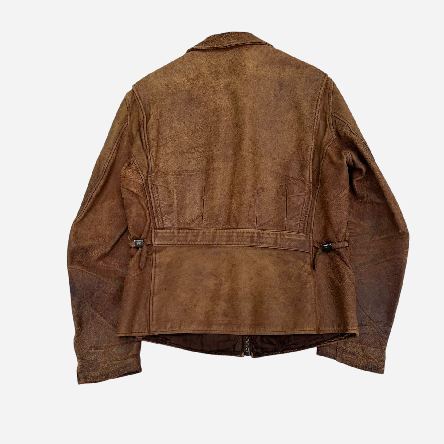 1940s Brown leather jacket belt back (M)