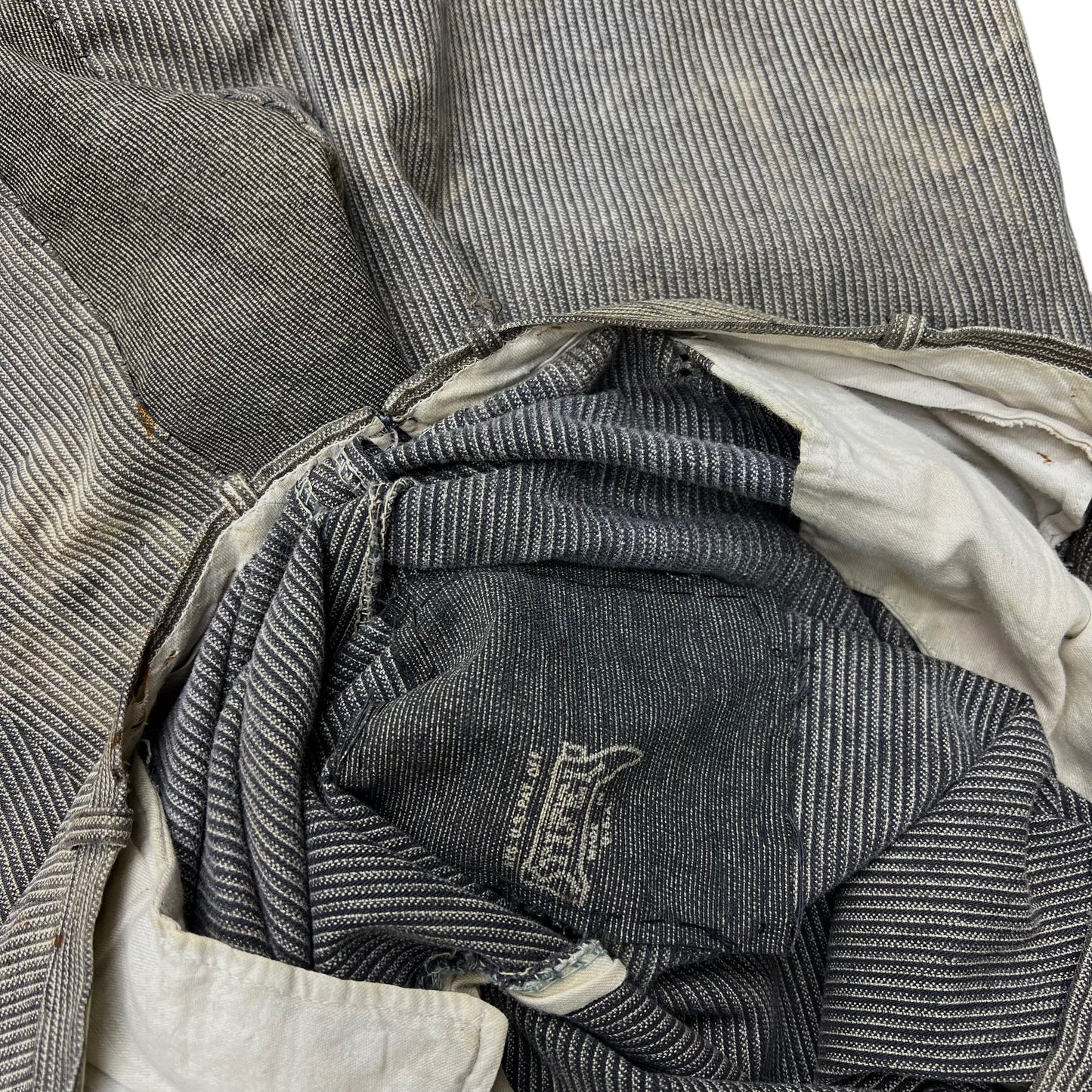 1940s Cotton salt & pepper work pants Stifel repair (36w)