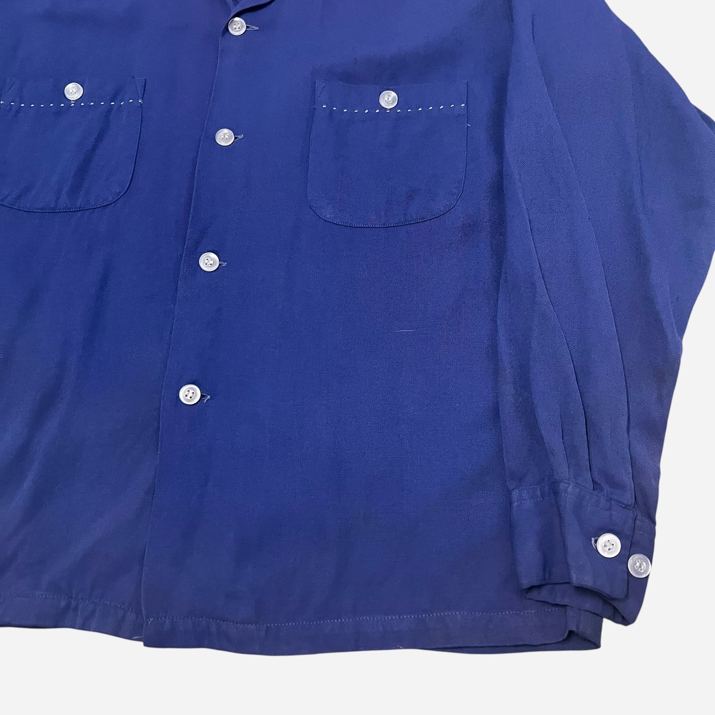 1950s Blue rayon loop collar shirt (M)