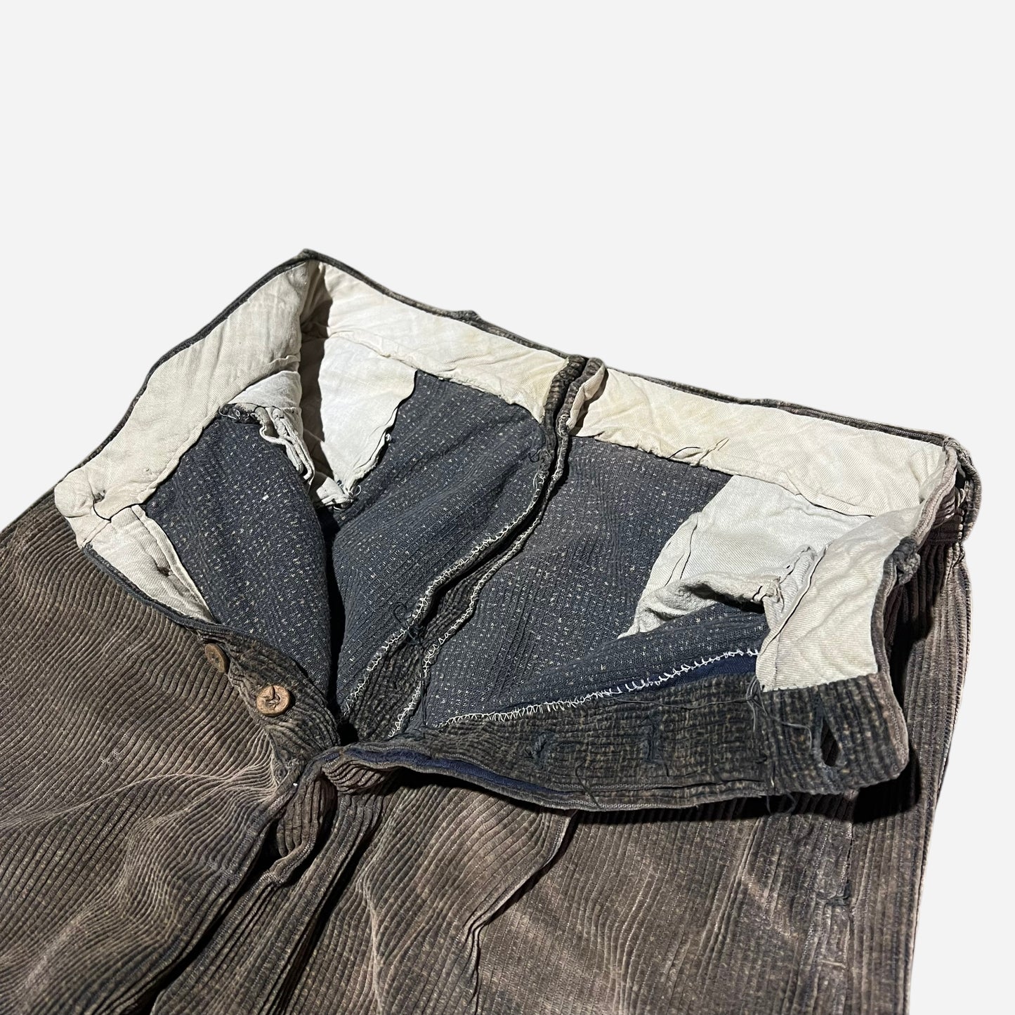 1930s Sun faded printed fleck corduroy pleated work pants (27w)