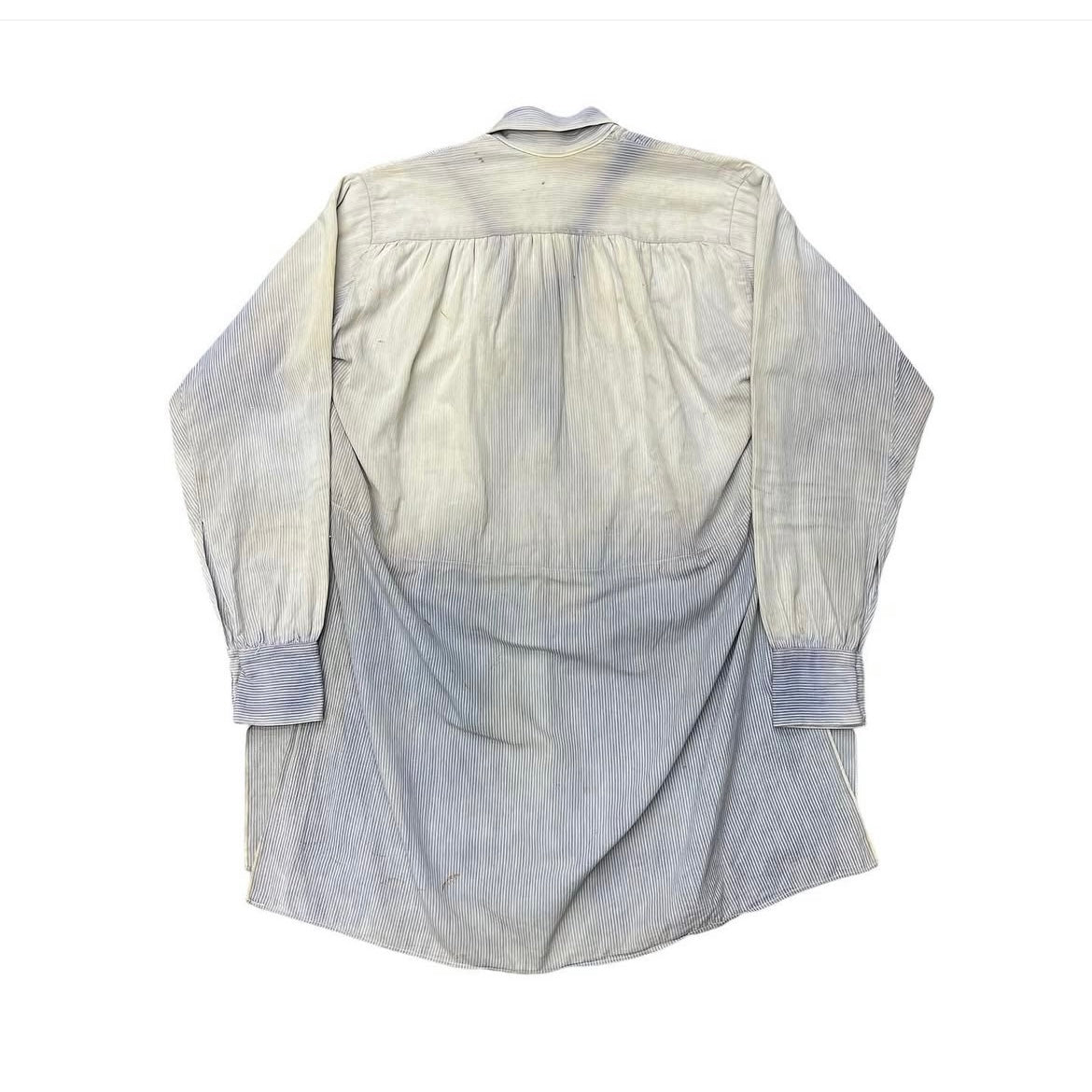 1900s 1910s Indigo striped cotton work shirt (M)