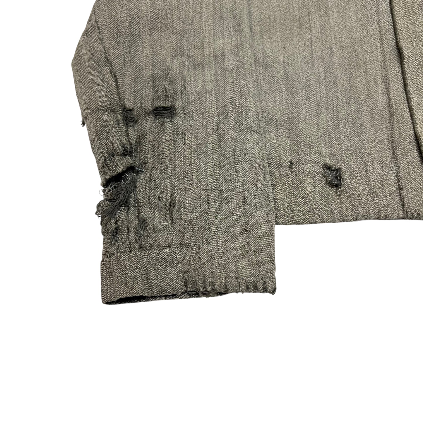 1920s Homemade salt and pepper shawl collar cotton work shirt (S)