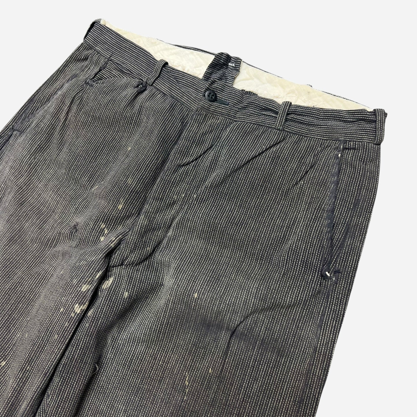 1930s 1940s Salt and pepper coltex wood button fly work pants (30w)