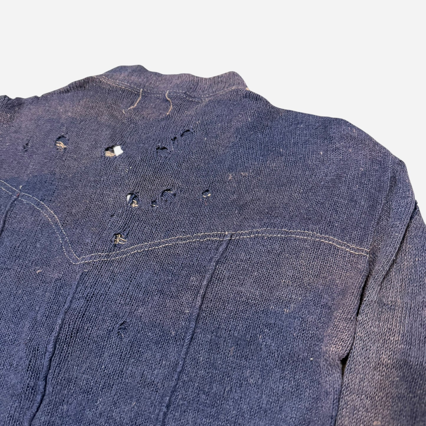 1930s Mohair quarter zip pattern knit sweater (S)