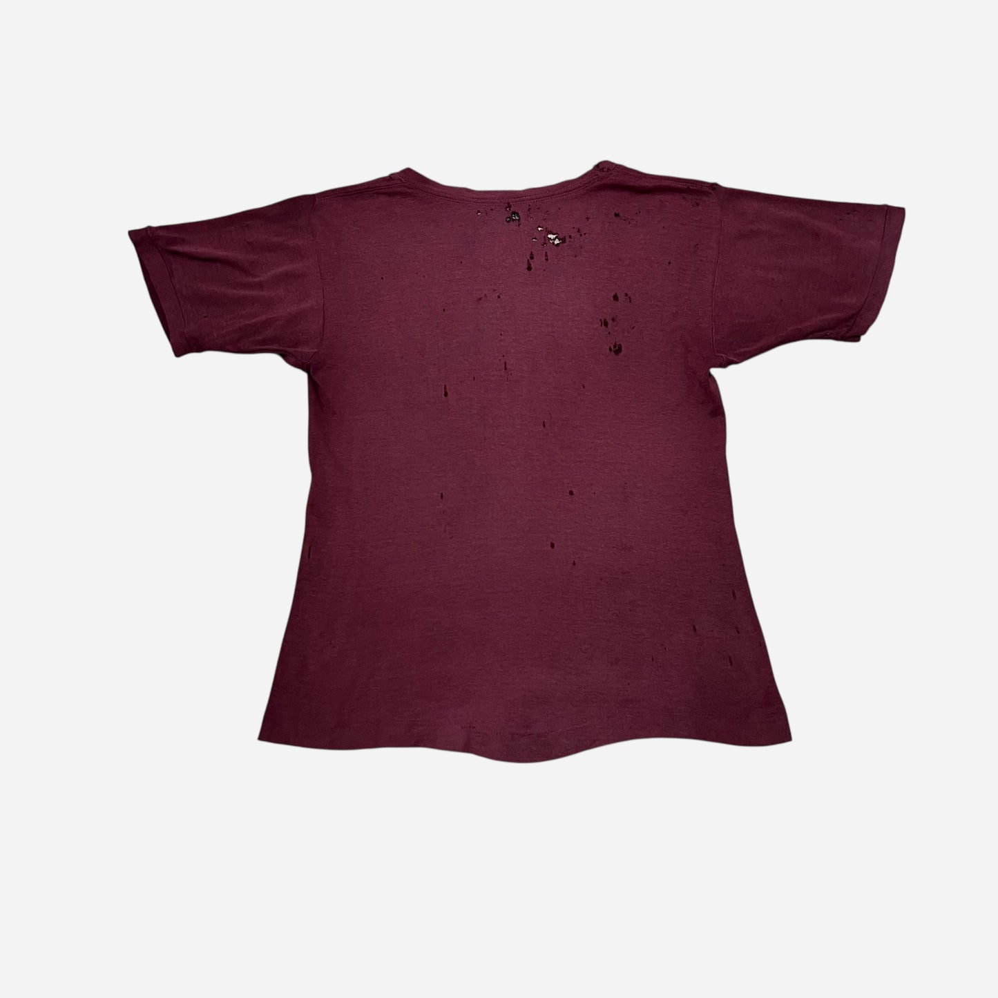 1950s Burgundy red ghost pocket cotton t shirt (S)