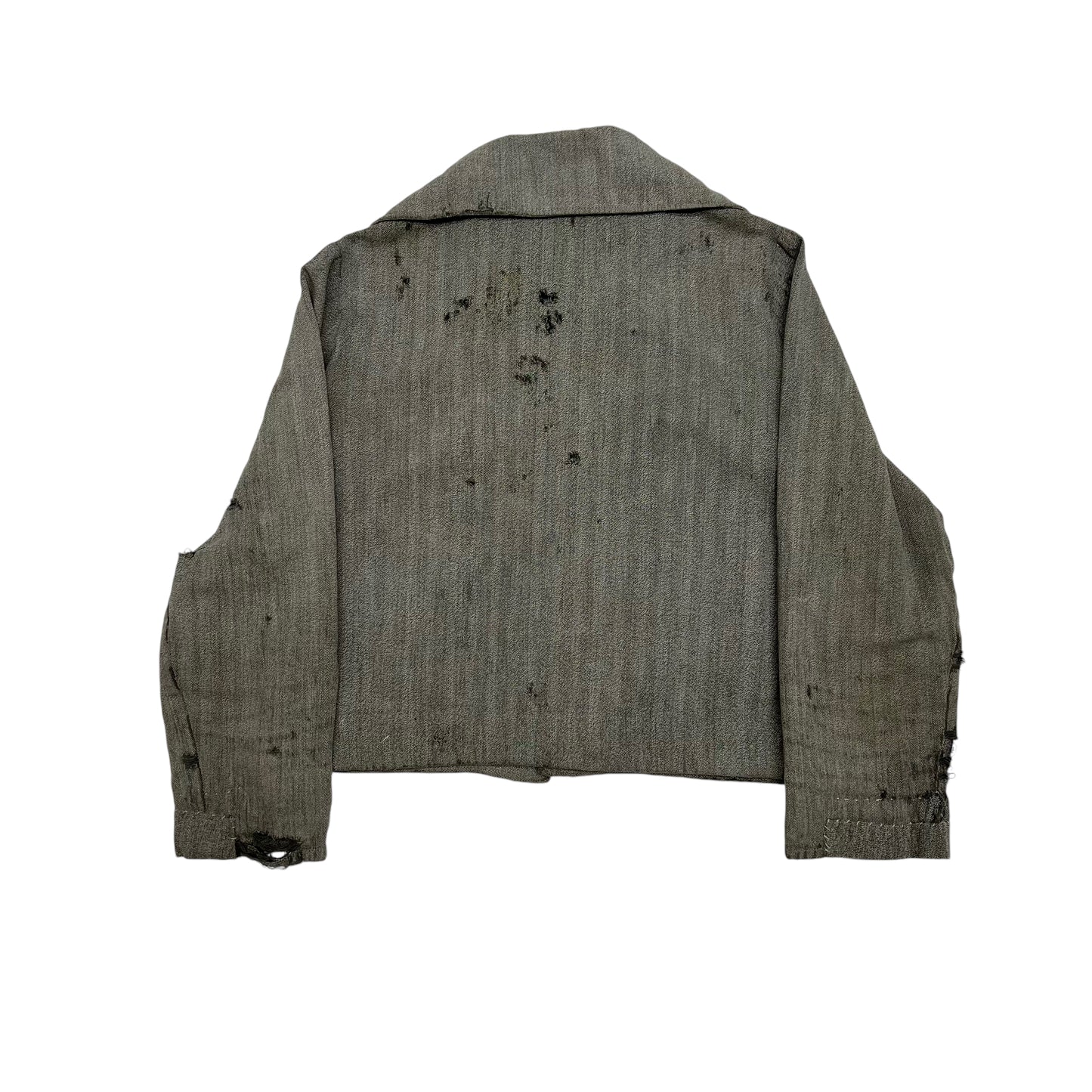 1920s Homemade salt and pepper shawl collar cotton work shirt (S)