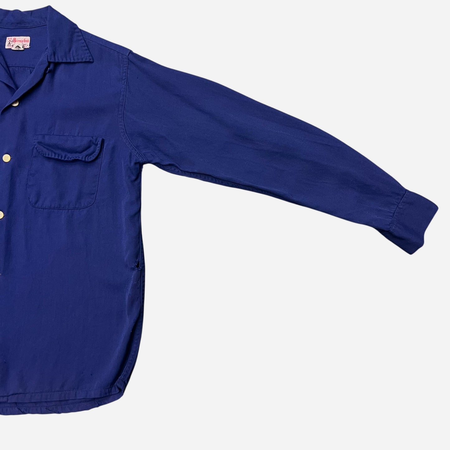 1950s Blue rayon loop collar shirt (M)