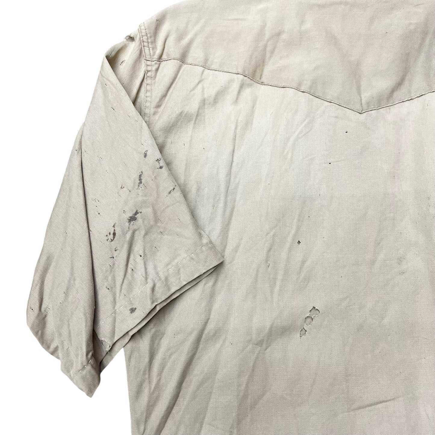 1950s Montgomery Ward Power House khaki slant pocket pearl snap shirt (M)