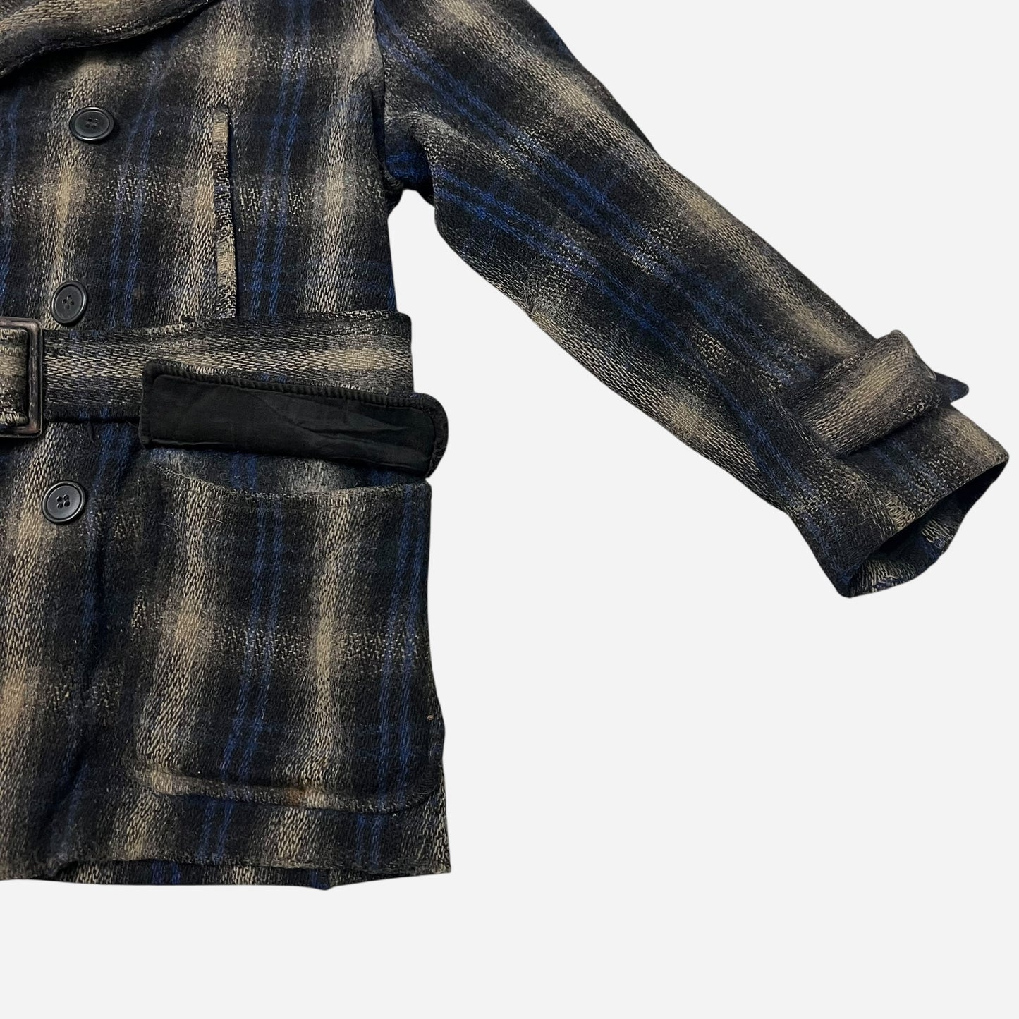 1940s Wearwell double breasted belted mackinaw wool coat (L)