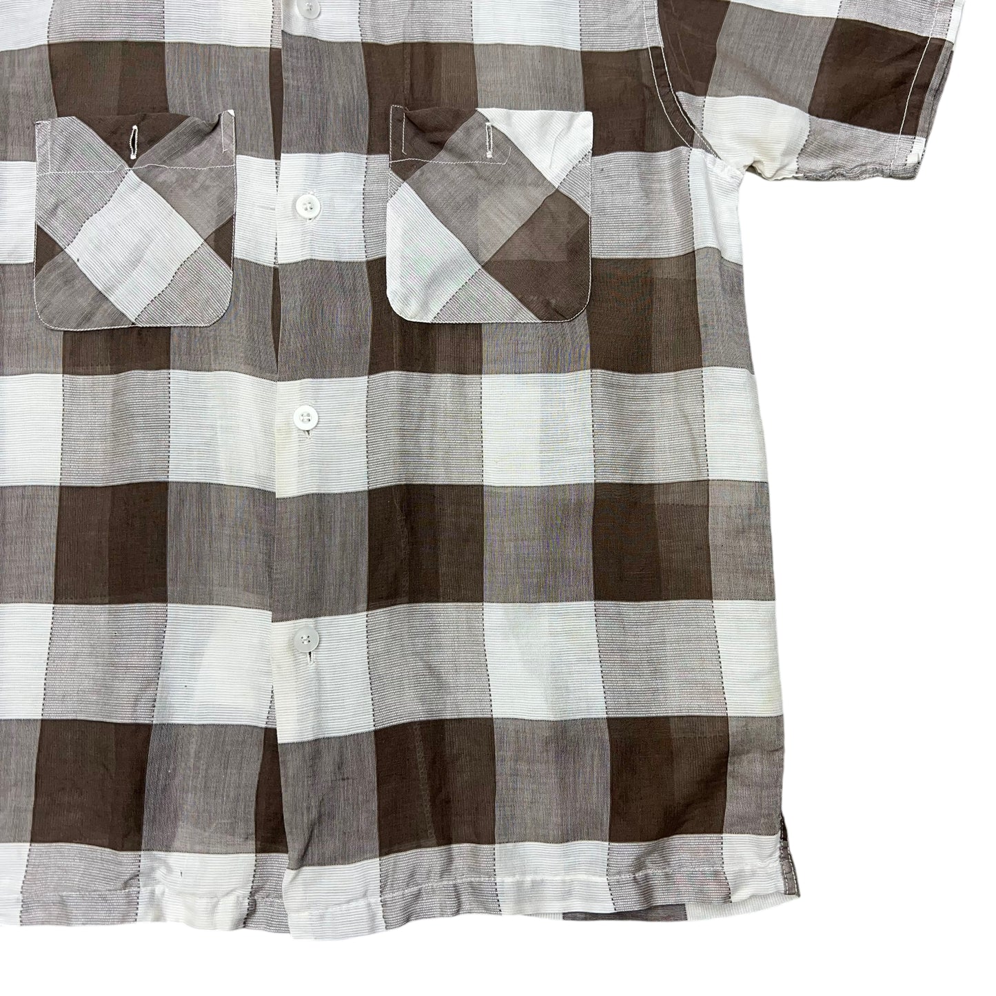 1950s Blocks light cotton loop collar shirt (M)