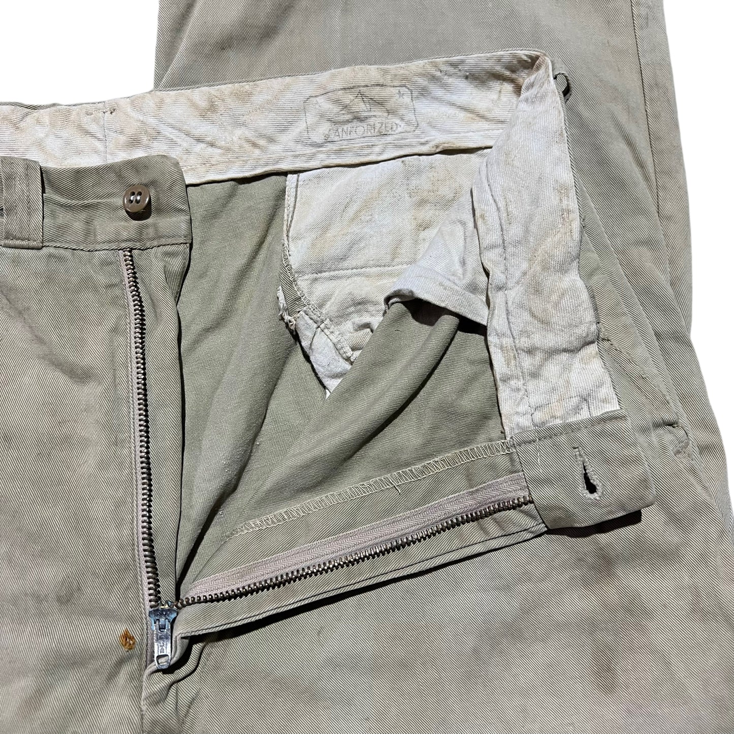 1950s Hercules sail cloth khaki chino work pants (34w)
