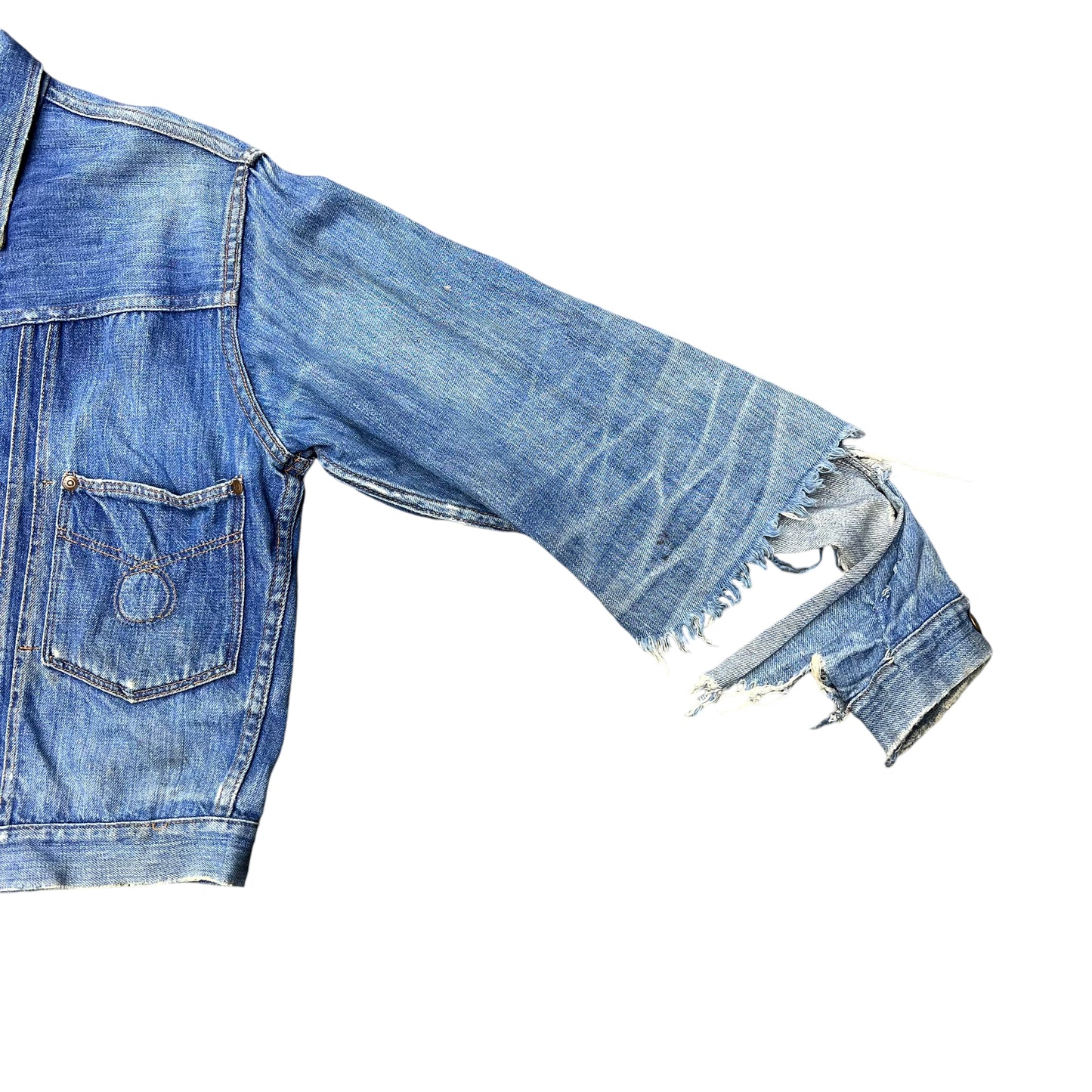 1950s Distressed denim two pocket jacket (M)