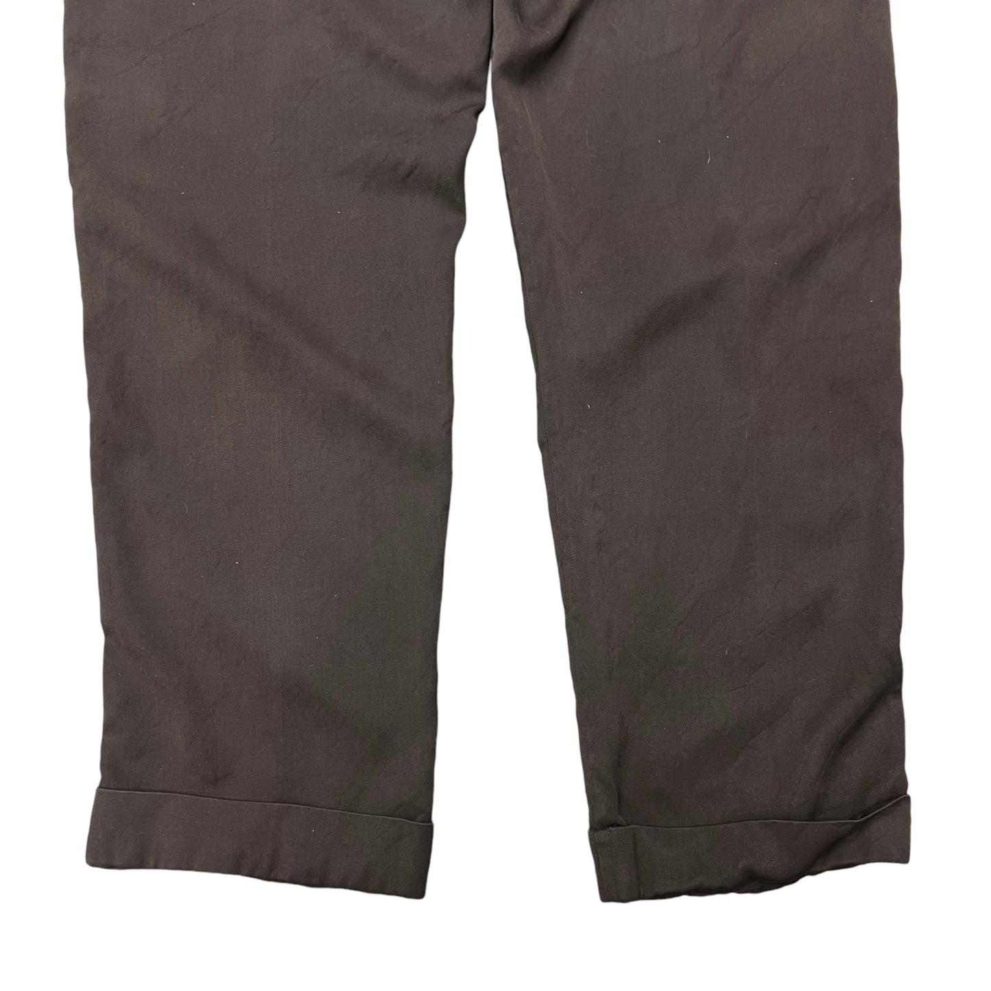 1950s Brown rayon gabardine pleated pants (34w)