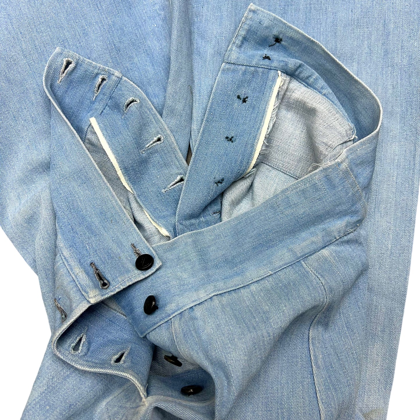1940s 1950s Women’s Light blue selvedge denim flared sailor jeans (24w)