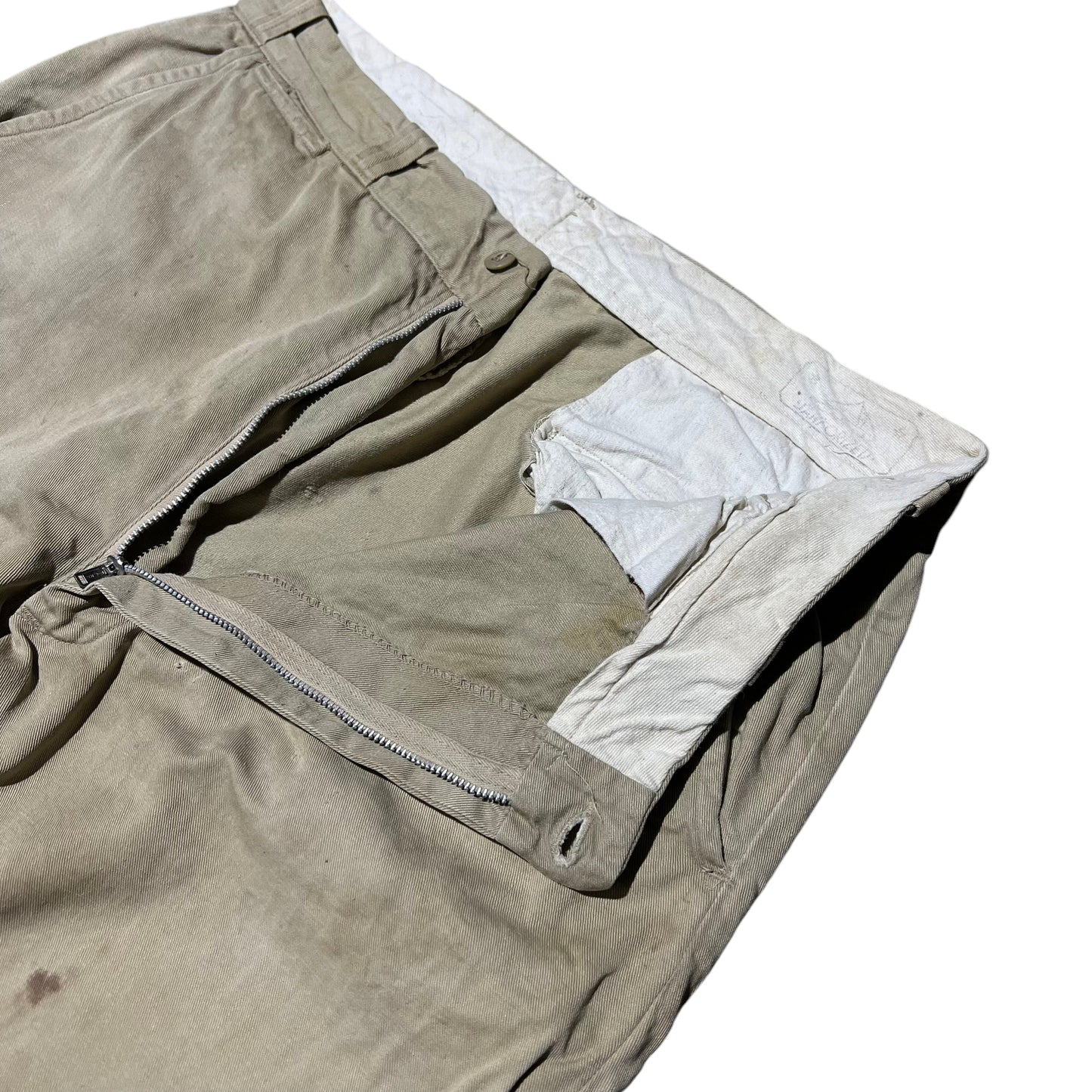 1950s Khaki sail cloth chino work pants (34w)
