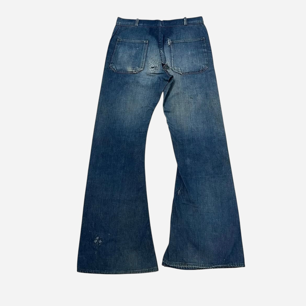 1940s Civilian purchase shipyard worker USN enlisted fatigue pocket lace back flared denim (33w)