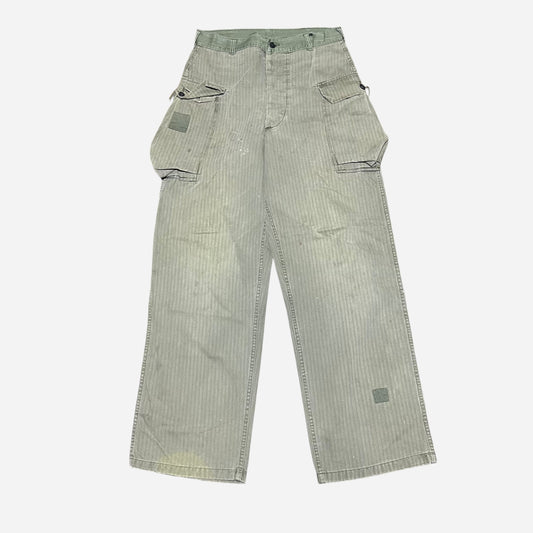 1940s 1950s 13 Star green HBT cargo pocket U.S. army pants (32w)