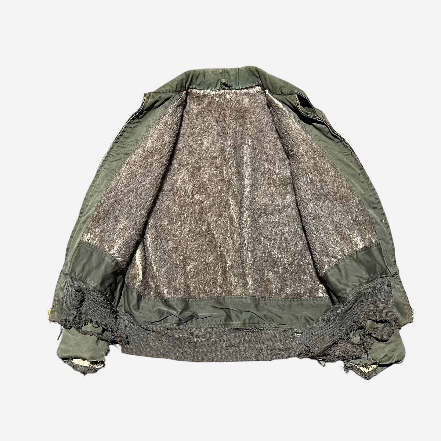1940s Private purchase green hbt collar alpaca lined jacket (S/M)