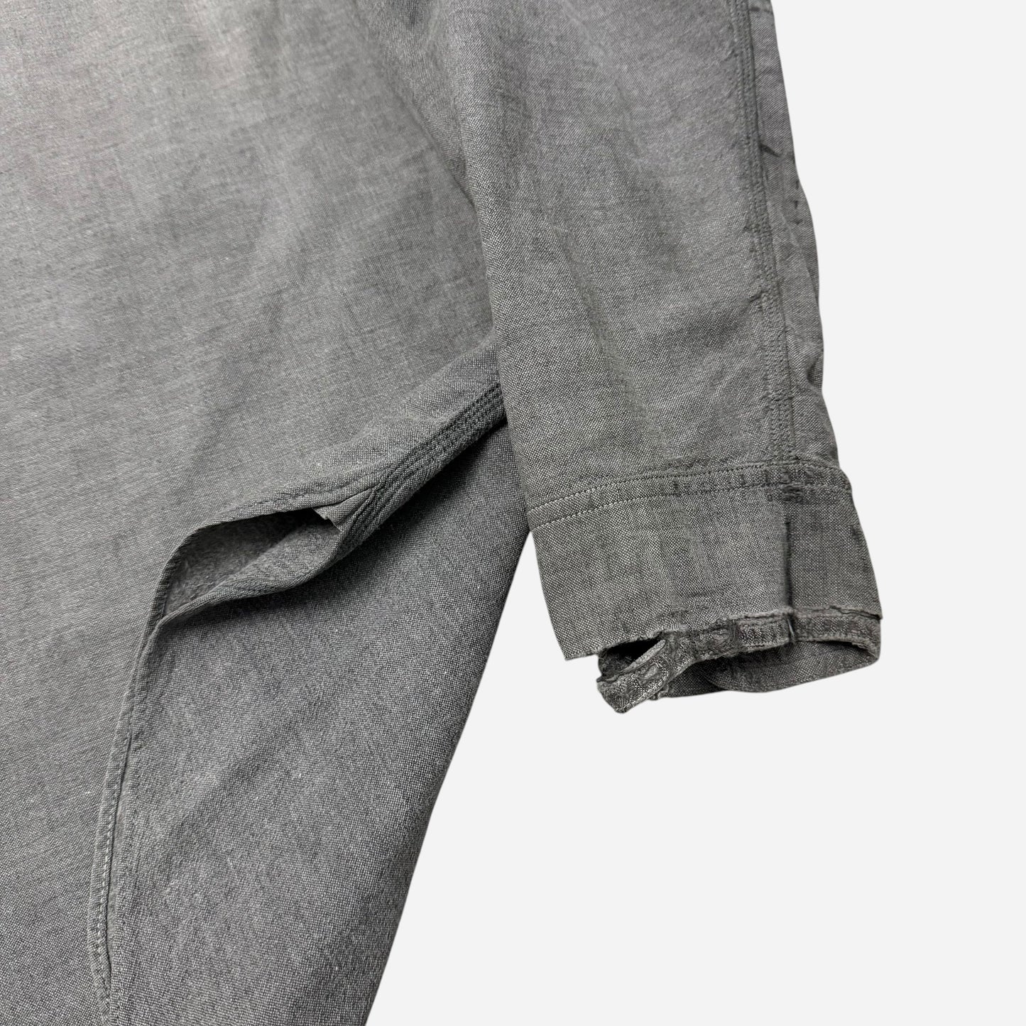 1930s Big Yank gray chambray cigarette pocket work shirt (XL)