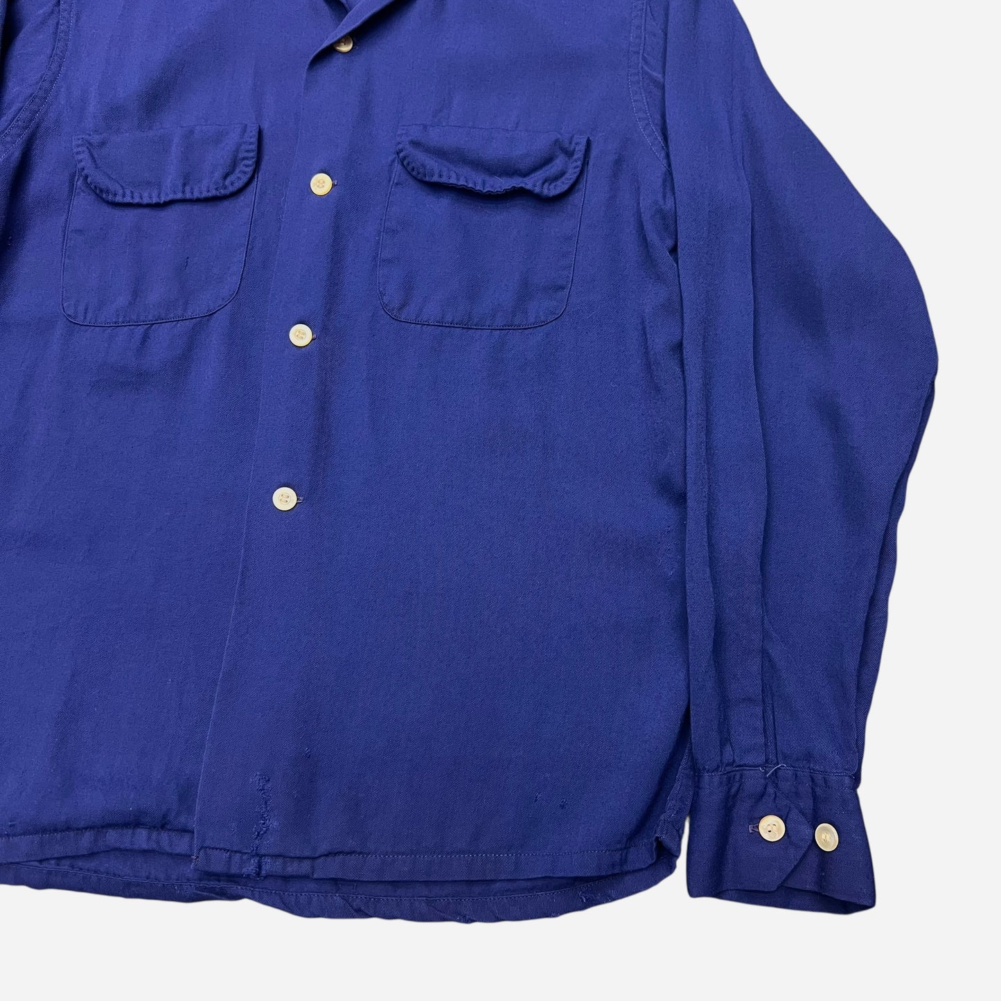 1950s Blue rayon loop collar shirt (M)