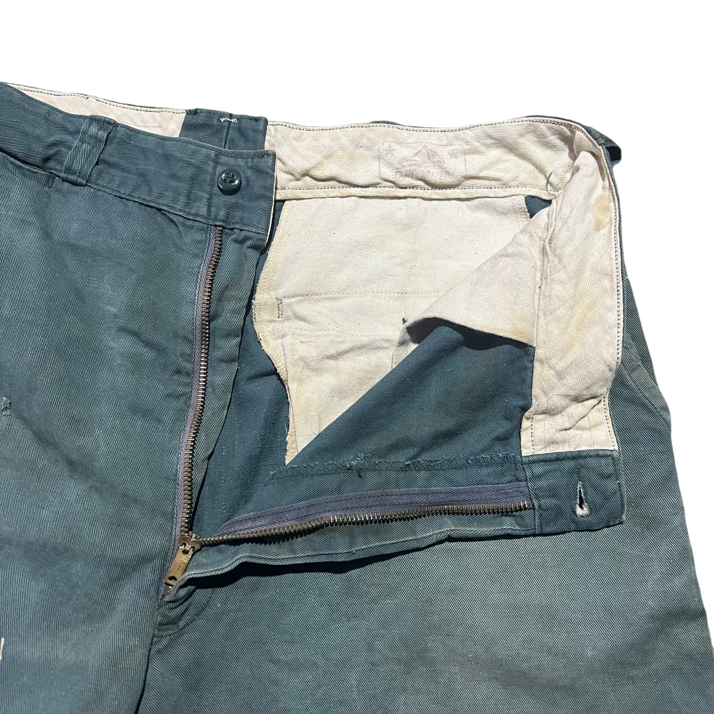 1950s Blue Bell green sail cloth chino work pants (34w)